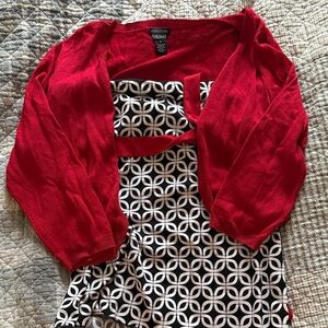 Maurices Black and White Geometric tube top with red cropped cardigan
